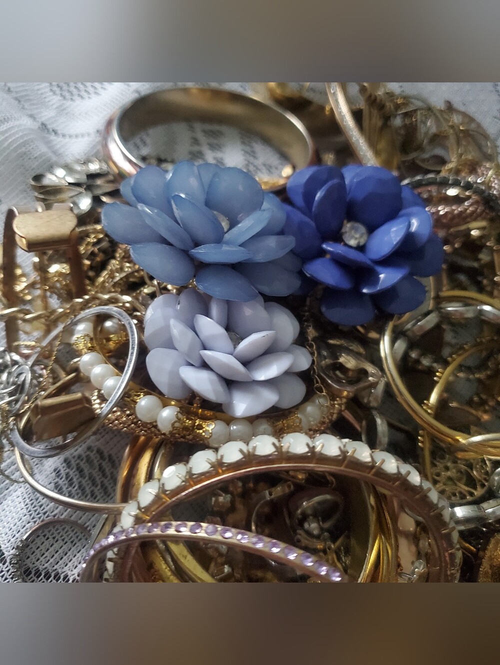 2 POUNDS Mixed Craft Jewellery Lot For DiY & Repair Parts Bangles Rings Chains++